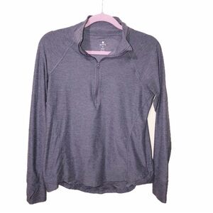 Apana Long Sleeve Top Size M Purple Thumb Holes Quarter Zip Activewear Workout